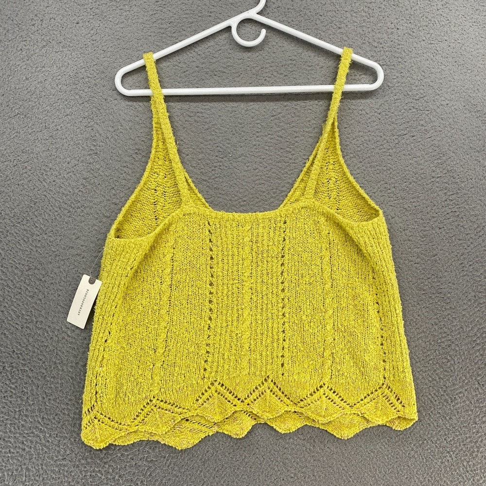 Anthropologie Sweater Tank Womens Small Pointelle Knit Oversized Yellow Beachy - Picture 12 of 13